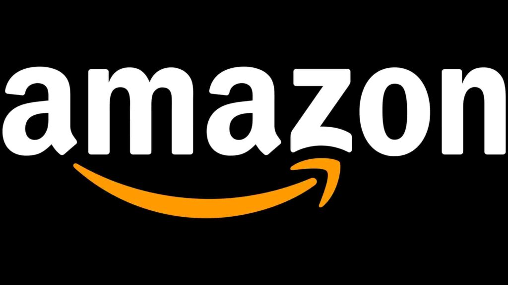 Amazon logo displayed prominently on a black background, emphasizing the brand's identity and visual impact.